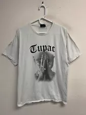 Cross Colours Tupac Shakur Men's T-Shirt LARGE White Rap Hip Hop Y2K *SEE HOLES*