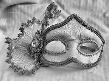 Mask Ladies Silver Lace Jewel Shiny