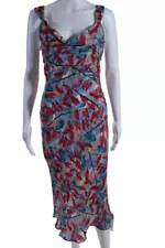 Diane Von Furstenberg Womens Floral Print Long Dress Multicolor Large