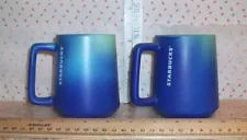 2 Starbucks Mugs Summer 2020 Blue Ombre Teal Green Ceramic Coffee Tea Cups 14oz