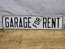 GARAGE FOR RENT Sign Old Embossed Tin Metal Repair Shop Gas Station Advertising