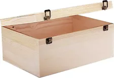 GADGETWIZ 14" x 10" x 6.5"- Large Wooden Box with Hinged Lid - Unfinished...