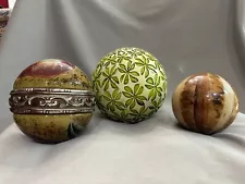 Three Décor Ball Spheres, Dia.: 5”; 4”, 3-1/4”