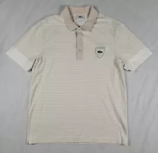 LaCoste Sport Mens Polo Shirt Paris Size 6 Striped Stretch Tan