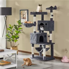 Cat Tree Large Cat Tower with Scratching Posts Condos Platforms Hammock, Used