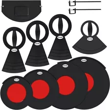 9 Mute Pads Drum Set Double-layer Sized 10,12,14,16",1*Bass Drum Mute & 4*Cymbal