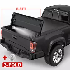 Tri-Fold 5.8FT Truck Bed Tonneau Cover For 07-13 Chevy Silverado GMC Sierra 1500