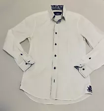 COOGI LUXE White Blue Embellishment Dress Shirt, S