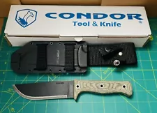 Condor Crotalus Fixed Knife Traction Coated 1075HC Steel Blade Micarta