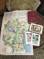 Vintage 1950's Visit East Africa playing cards boxed map 'Masai spears a lion'