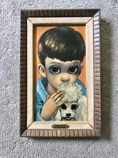 Walter Keane ~ A Boy's Dog Art Print Wood Framed ~ Big Eyes ~ 14.5 x 9.25