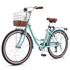 Secondhand Women's Bike 24 Inch Beach & City Cruiser Bicycle w 7 Speed Basket