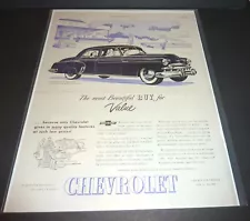 Chevrolet Deluxe Sedan 1949 STYLELINE Large Magazine Ad First For Quality