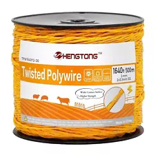 Electric Fence Wire 1640ft 500m 2 x 0.3mm Stainless Steel Conductors Yellow