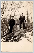 Hunting Men with Dog Near Houston Minnesota MN c1910 Real Photo RPPC