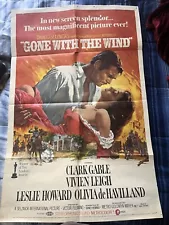 Vintage 1976 Reproduction "Gone with the wind" 1939 Movie poster 20" X 28"