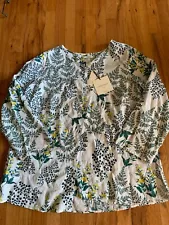 New w/Tags Cynthia Rowley 100% Washable Linen Button Up Tunic Top Floral Sz 2X