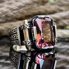 Turkish Handmade 925 Sterling Silver Jewelry Alexandrite Men's Ring All Sizes