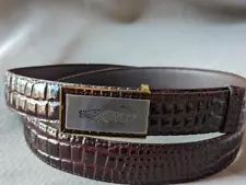 vintage CROCODILE leather belt ALLIGATOR brown 42-44 buckle