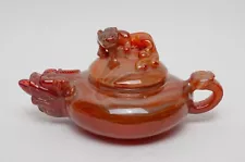 Vintage Chinese Cameo Agate Tea Pot, 1980-90s.