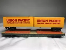 TYCO HO Santa Fe 40’ Flat Bed Piggy Back With 2 Union Pacific Trailers 90806