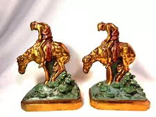 New ListingPair of Vintage 1930's RONSON Cold Painted Copper Bookends END OF TRAIL