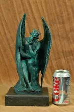 Mythical Devil Lucifer Bronze Sculpture Hand Crafted Original Figurine Statue NR