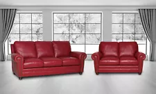 New Italian Living "Mateo" Cherry Red Leather Sofa and Loveseat