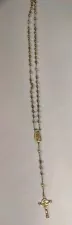 Rosary~Metal Beads~Silver, Gold Tone~ Rhinestone Accents~20 Inch