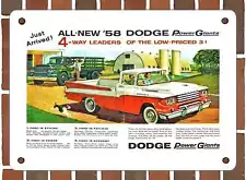 METAL SIGN - 1958 Dodge Power Giant Trucks - 10x14 Inches