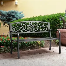 Patio Garden Bench Park Bench Outdoor Furniture Iron Metal Bench Porch Yard Deck