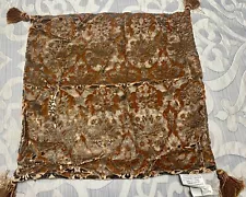 Brown Pillow Decorative Velour Square Crushed Velvet By Chris Madden 20”x20”