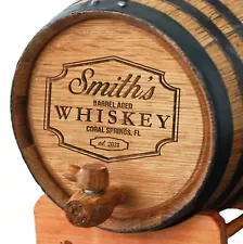 Personalized Custom Engraved 1 L. Oak Barrel - Wine, Bourbon, & Whiskey Barrel