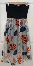 Quicksilver Beach Bella Strapless Umbrella Print Hi Low Lined Dress Size M EUC