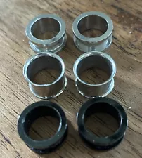 5/8” Steel Tunnels, Body Jewelry,Gauge 16mm, 3 Pairs!!