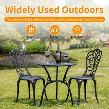 Garden Bistro Set 3 Piece Outdoor, Cast Aluminum Patio Bistro Sets for Garden