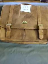 Samsonite Brown Leather Flap Over Saddlebag Briefcase Messenger Laptop Case