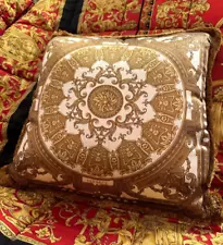 Gianni Versace Classic Baroque Pillow 20” Gold White Silk New Authentic