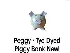 Ceramic Pig Piggy Bank Hand Painted Tye Dyed 4.5"