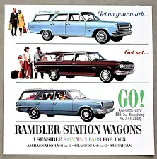 1965 RAMBLER STATION WAGON SALES BROCHURE CATALOG ~ 8 PAGES ~ 9" X 9"