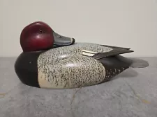 Redhead drake wood decoy by unknown carver - signed CBK *Excellent condition*