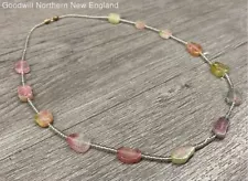 Pink And Green Watermelon Tourmaline Stone Beaded Necklace