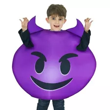 Funny Emoji Devil Kids Girls Boys Child Halloween Fancy Costume