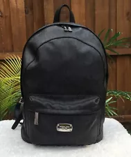 Michael Kors Signature Jet Set Black Leather Large Backpack Book Bag