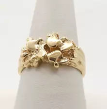 10k Gold Nugget Cigar Band Ring Modernist Solid Mens Unisex