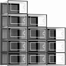 Kuject Large Shoe Organizer Storage Boxes for Closet, Fit Size 11, Clear Plastic