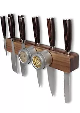 Walnut 16 inch Knife Magnetic Strip - Holder for Kitchen Wall - with small dents