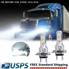 FOR WESTERN STAR 5700XE 2016-2018 H7 100W LED Headlight Super Bright Bulbs (Low)