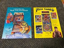 2 WILLIAMS FACTORY ORIGINAL 1992 FISH TALES PINBALL PROMO FLYERS NEW