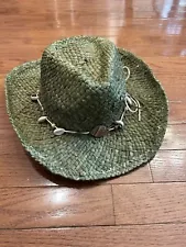 Panama Jack Green Straw Cowboy Style Hat